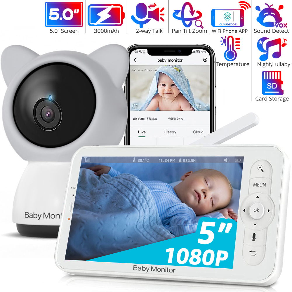 Audio Hd Music - HD WiFi Baby Monitor with APP,5-inch