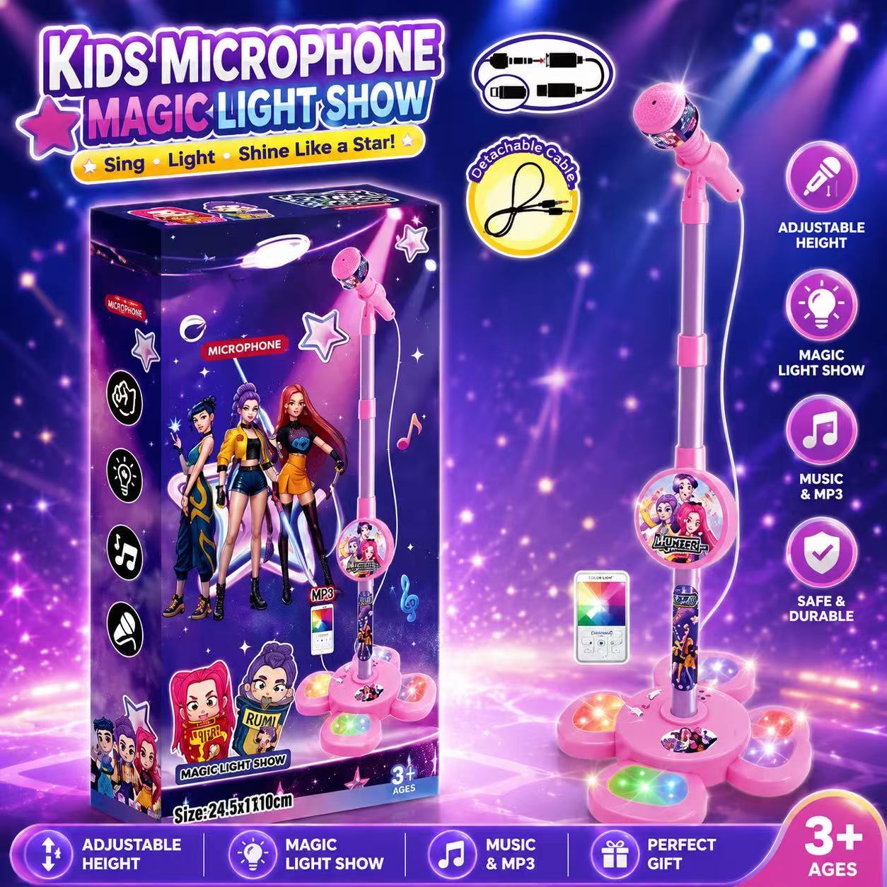 Audio Music Maker - Karaoke Microphone with Stand, Portable Music