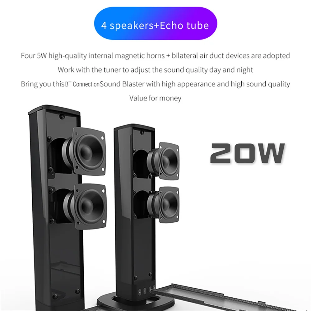 Wireless Bluetooth TV Sound Ba - Audio Music Center recension och pris