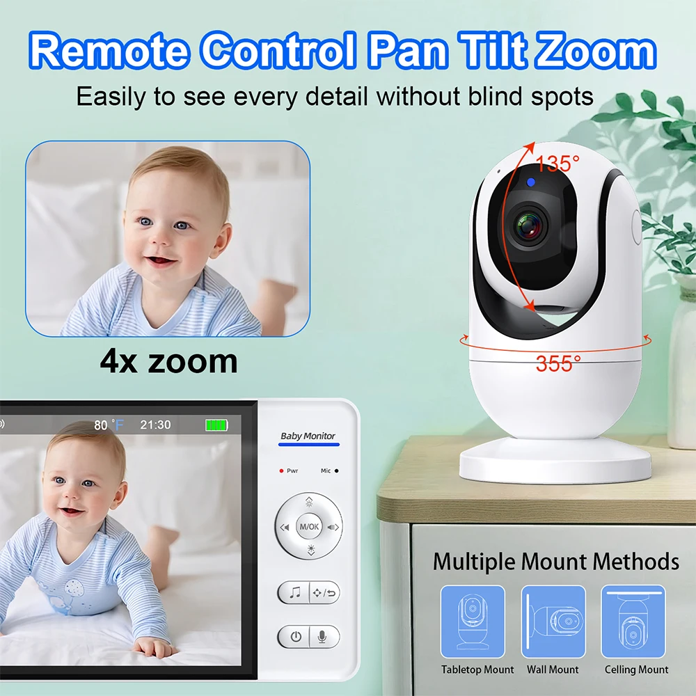 No WiFi 7 Inch Baby Monitor 2- - Audio Music To Video recension och pris