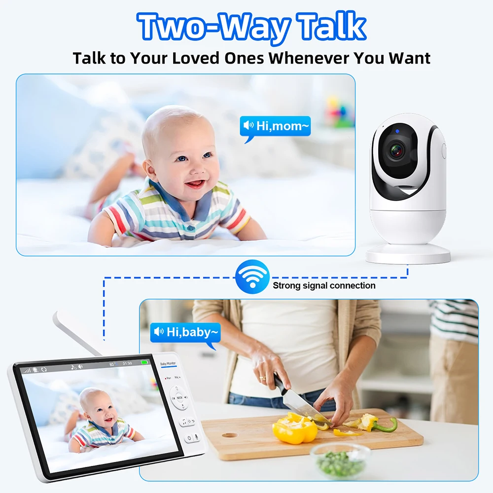 No WiFi 7 Inch Baby Monitor 2- - Audio Music To Video recension och pris