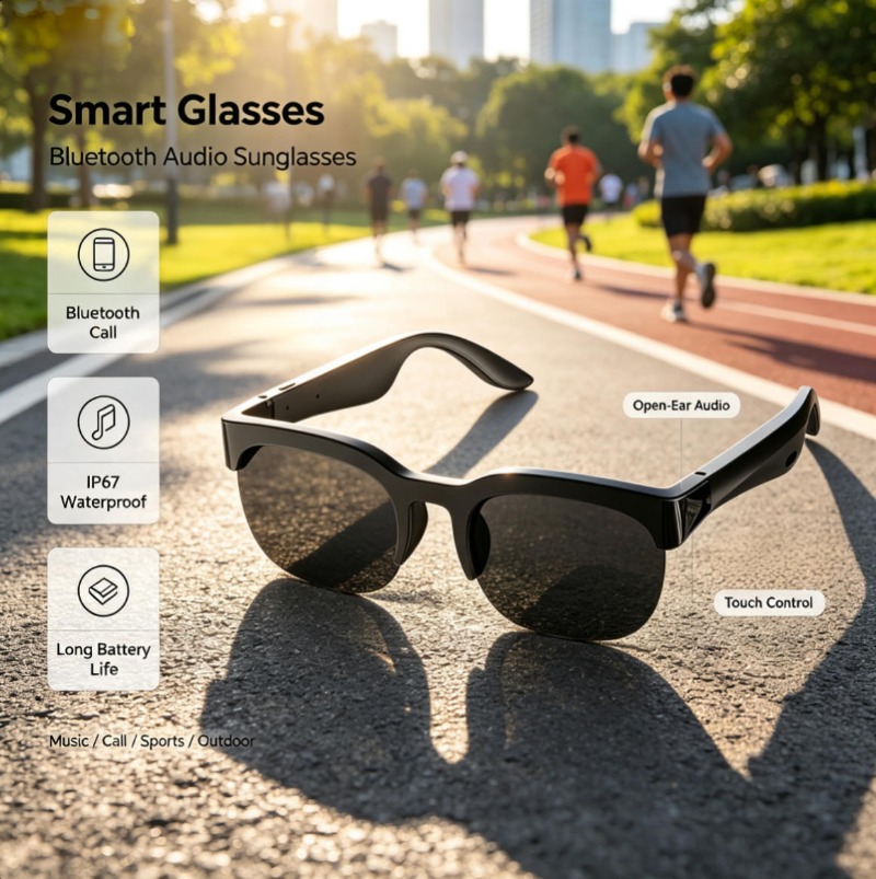 Bluetooth Audio Smart Glasses  - Audio Music To Video recension och pris