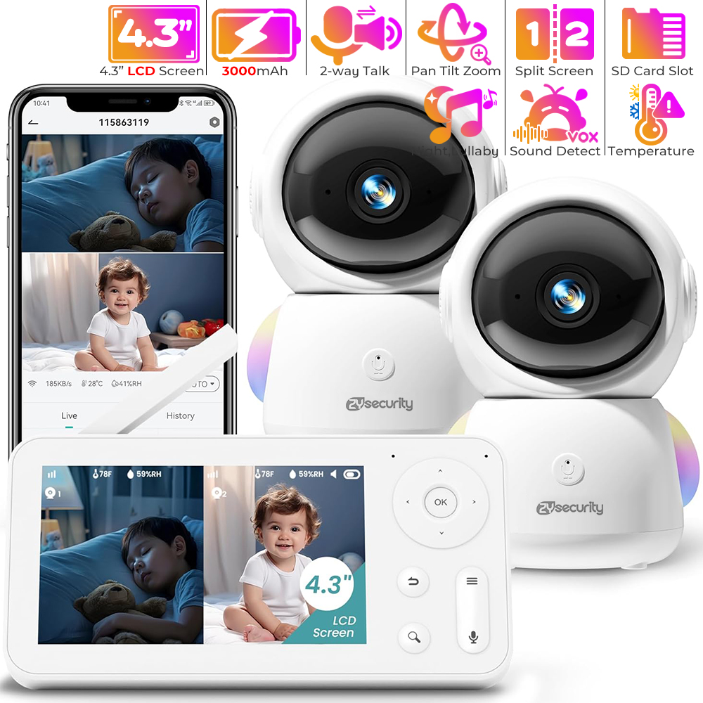 2K Baby Monitor with 2 Cameras - Audio Music To Video recension och pris