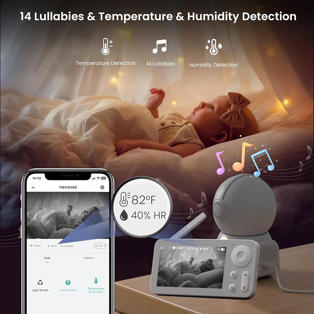 2K Baby Monitor with 2 Cameras - Audio Music To Video recension och pris