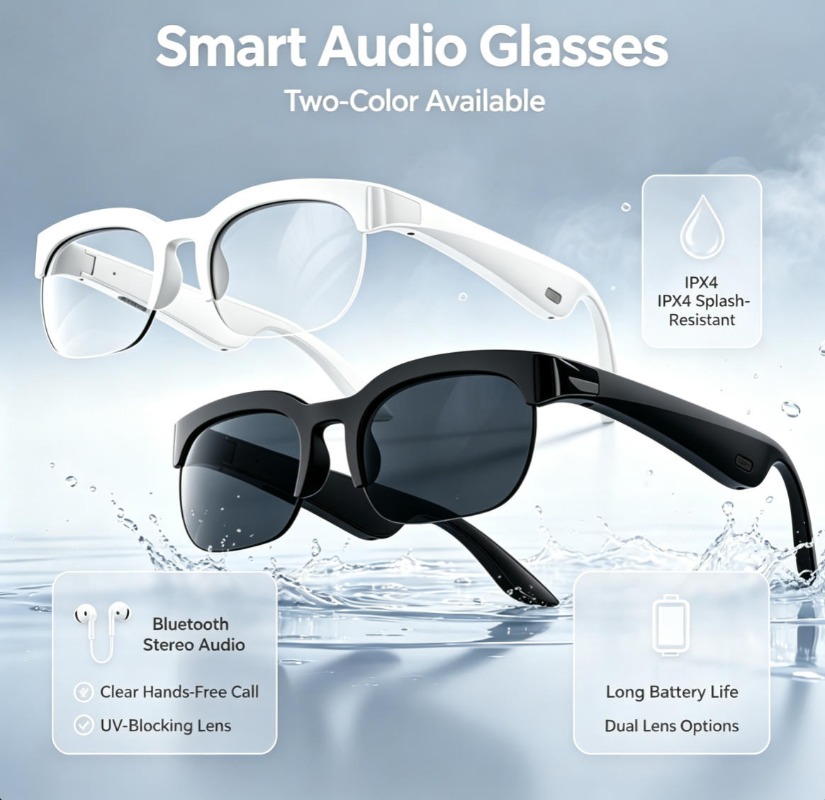 2 Colors Smart Audio Glasses B - Audio Music To Video recension och pris